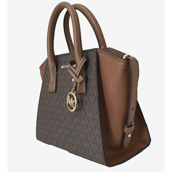 New Michael Kors Avril Small Top Zip Satchel Signature Brown - Picture 2 of 6